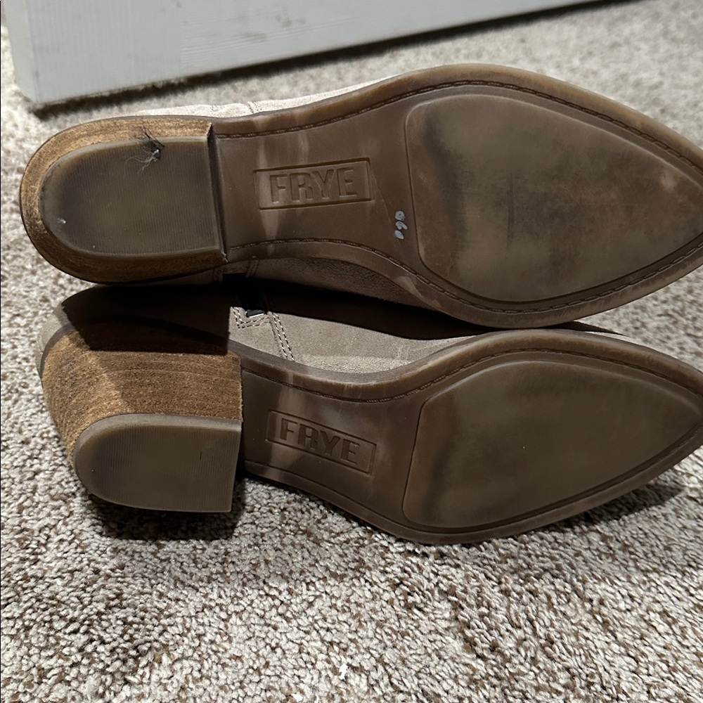 Frye Women's Cream Suede Ankle Booties - Picture 4 of 8